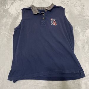 Detroit Tigers Shirt Womens Large L Blue Boa Resort Vintage Sleeveless Vintage